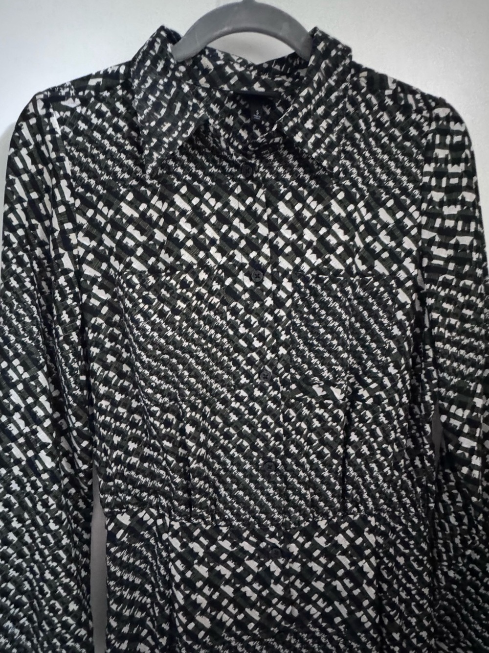 Who What Wear Black and White Printed Shirt Midi Dress S - Picture 3 of 15